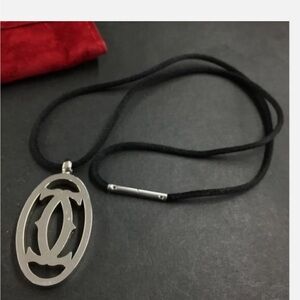 Cartier 2C Silver Color Charm Pendant necklace